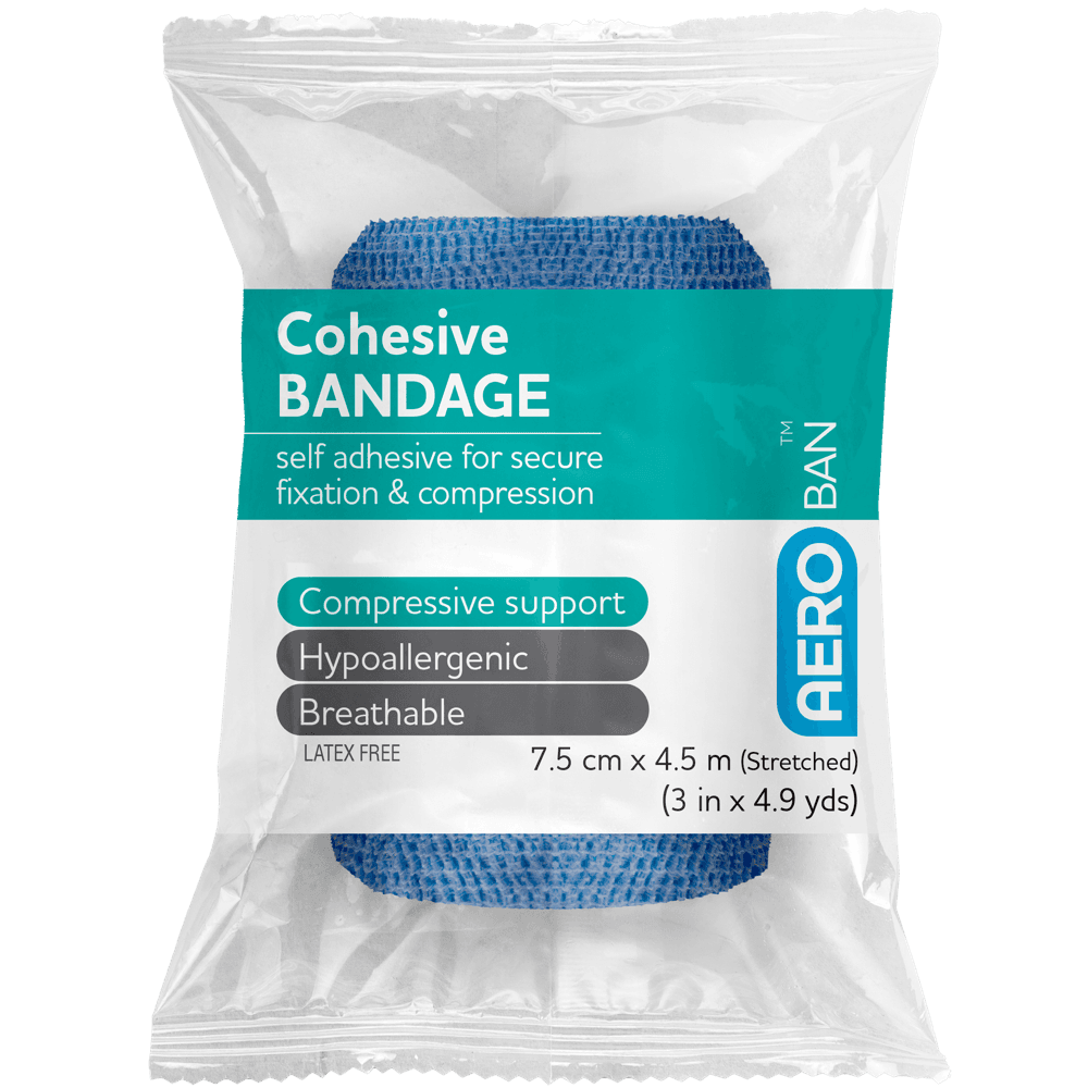 Aero Healthcare AEROBAN Blue Cohesive Bandage 7.5cm x 4.5M Wrap/12