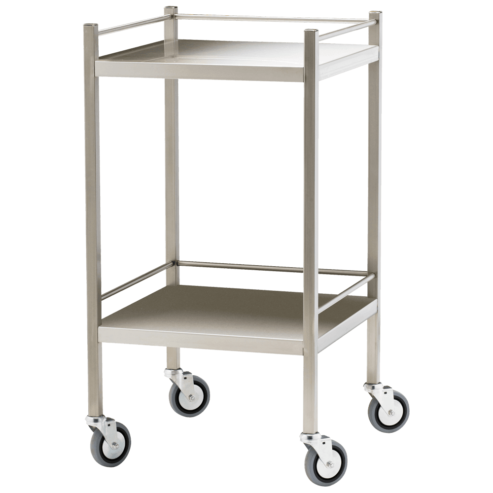 Aero Healthcare Small Stainless Steel Trolley with Rails 50 x 50 x 97cm