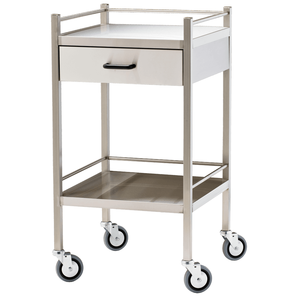 Aero Healthcare Small Stainless Steel Trolley with Drawer 50 x 50 x 97cm