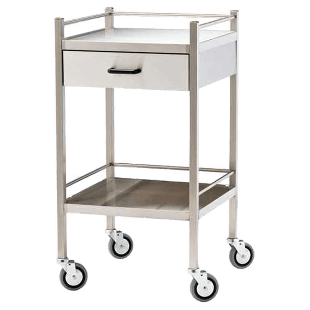 Aero Healthcare Medium Stainless Steel Trolley with Drawer 60 x 50 x 97cm