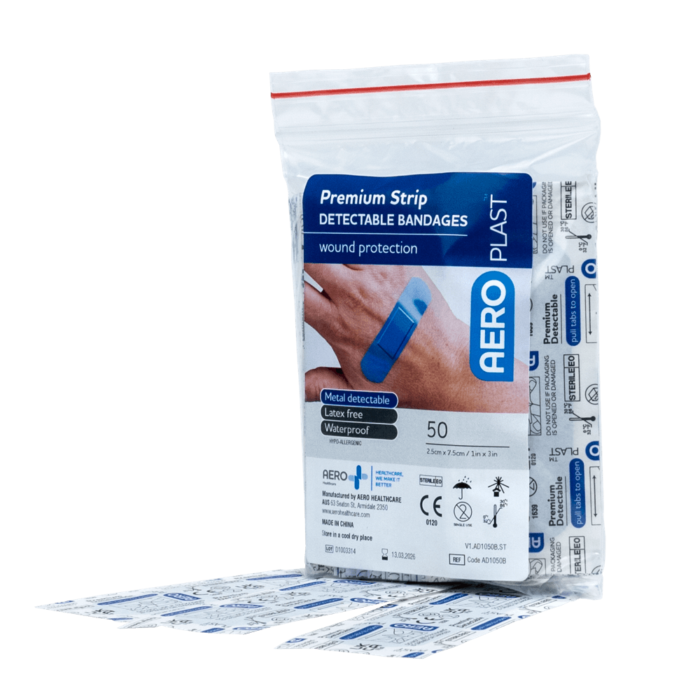 Aero Healthcare AEROPLAST Premium X-Wide Detectable Strip 7.5 x 2.5cm Bag/50