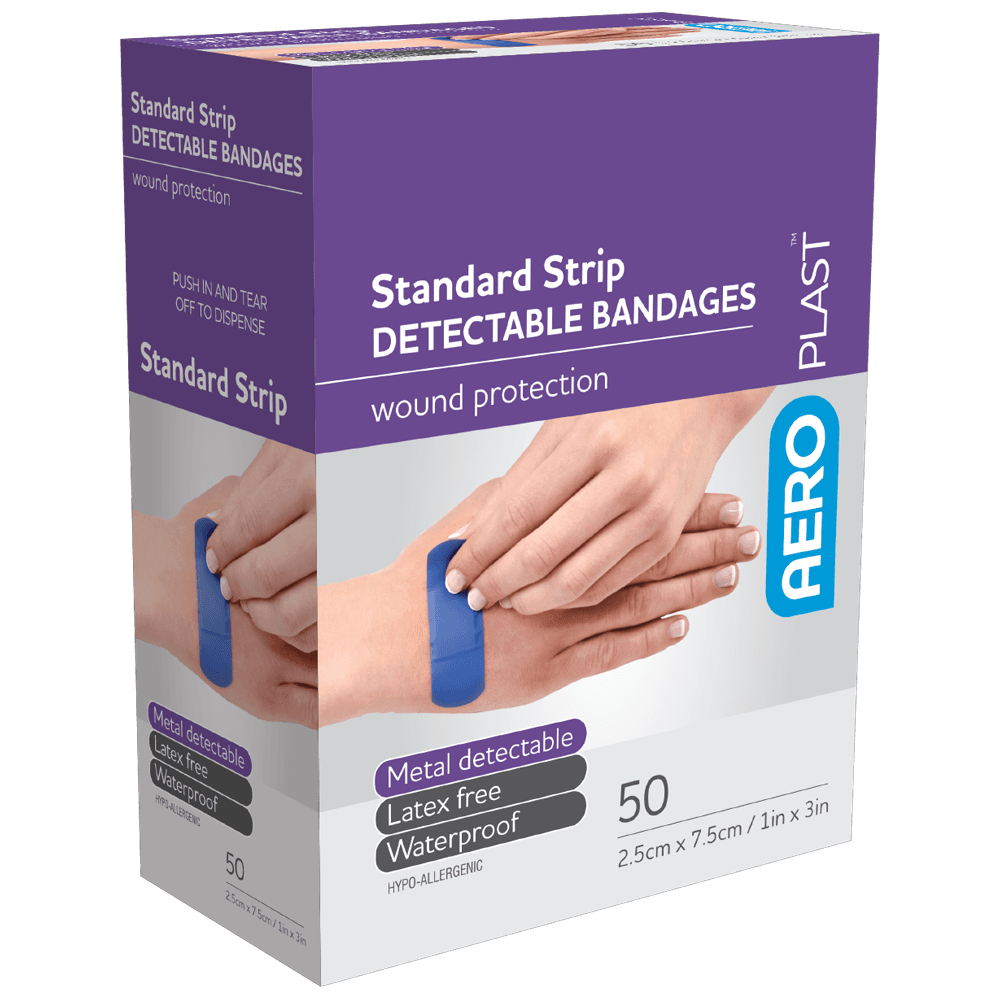 Aero Healthcare AEROPLAST Standard Detectable Strips 7.5 x 2.5cm Box/50