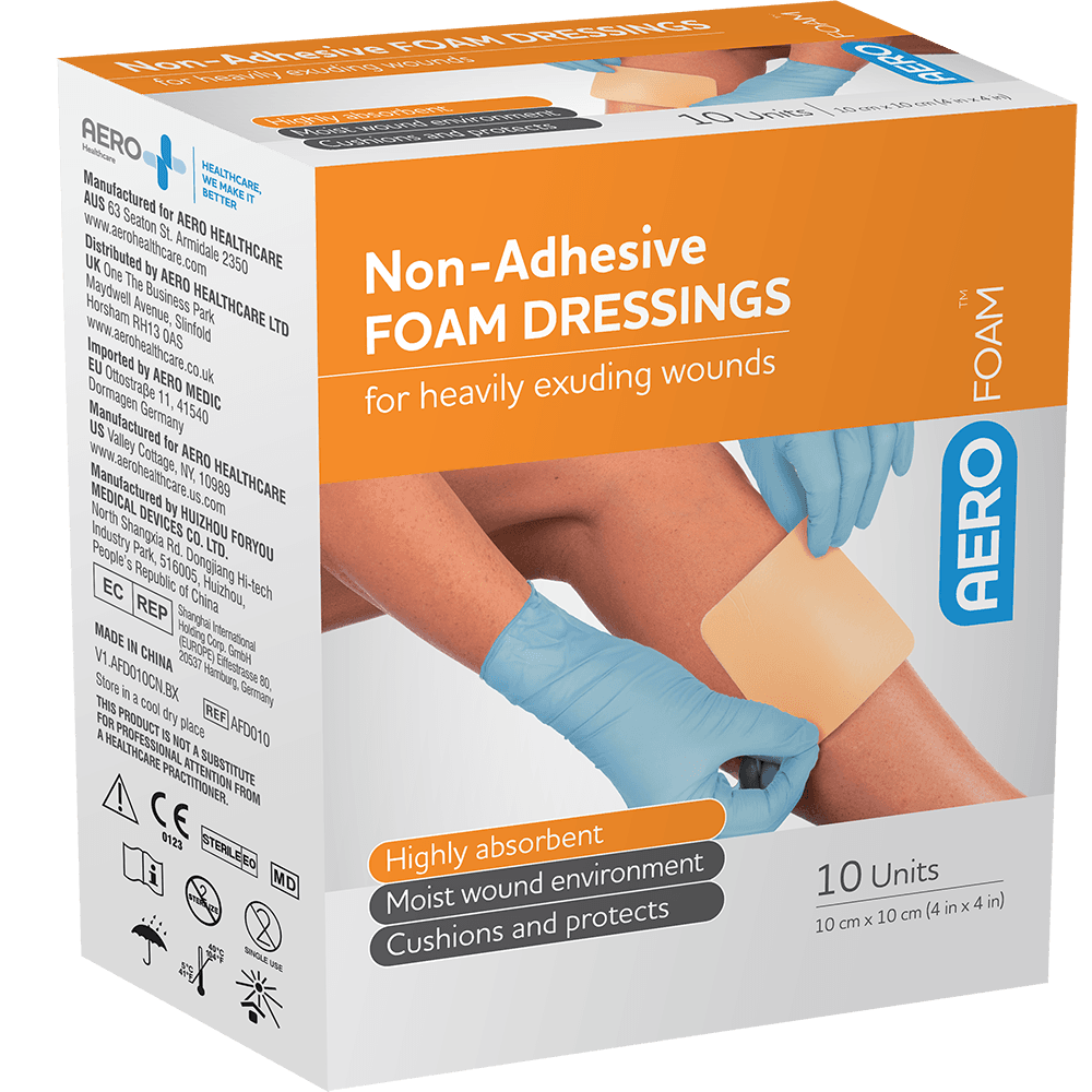 Aero Healthcare AEROFOAM Non-Adhesive Foam Dressing 10 x 10cm Box/10