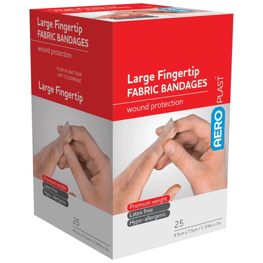 Aero Healthcare AEROPLAST Premium Fabric Large Fingertip 7.5 x 4.5cm Box/25