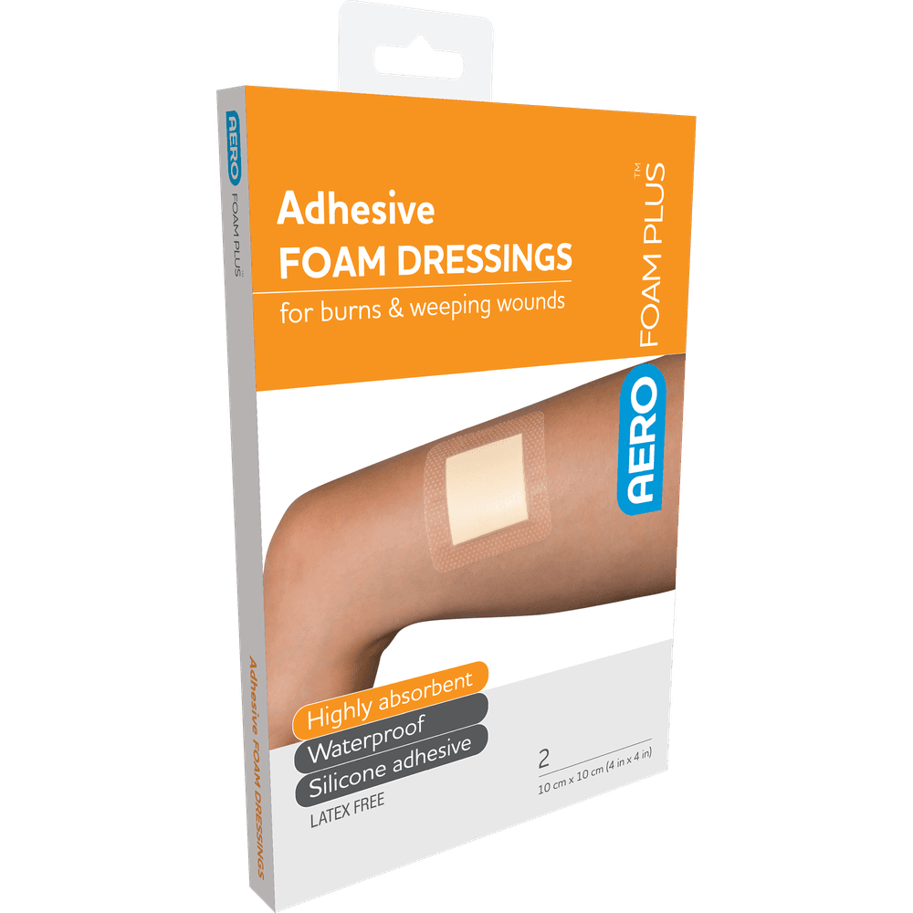 Aero Healthcare AEROFOAM PLUS Adhesive Foam Dressings 10 x 10cm Box/2