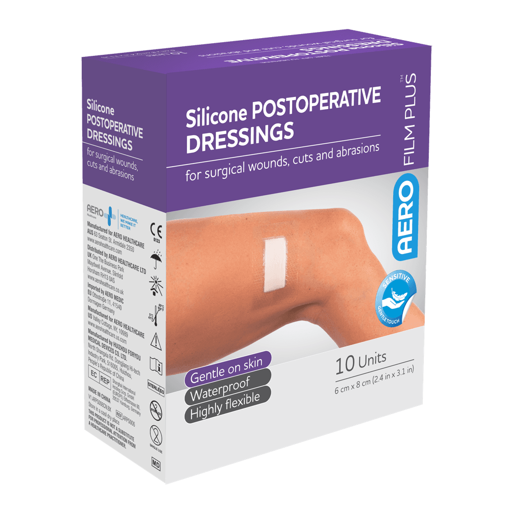 Aero Healthcare AEROFILM PLUS Sensitive Silicone Postoperative Dressing 6 x 8cm  Box/10