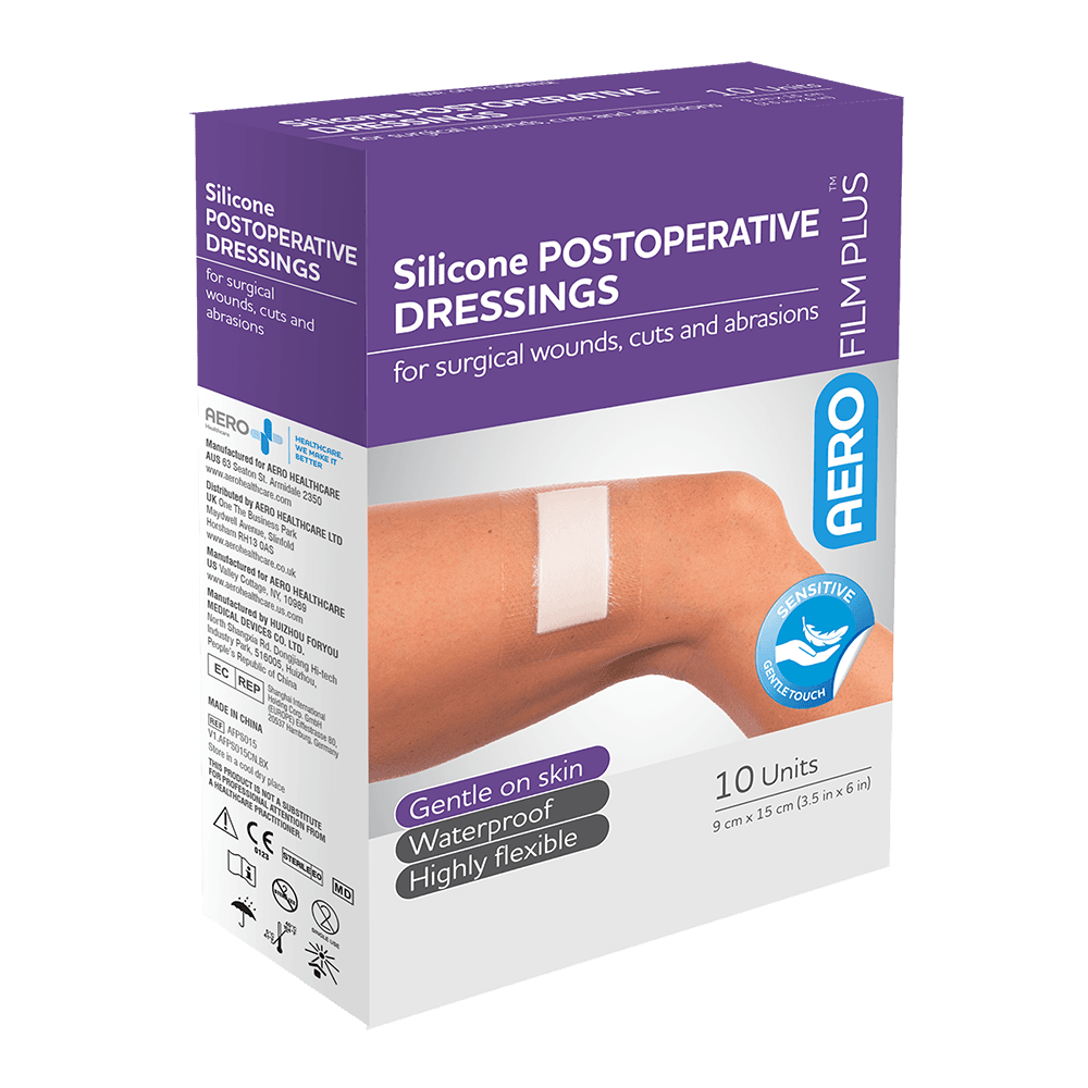 Aero Healthcare AEROFILM PLUS Sensitive Silicone Postoperative Dressing 9 x 15cm  Box/10