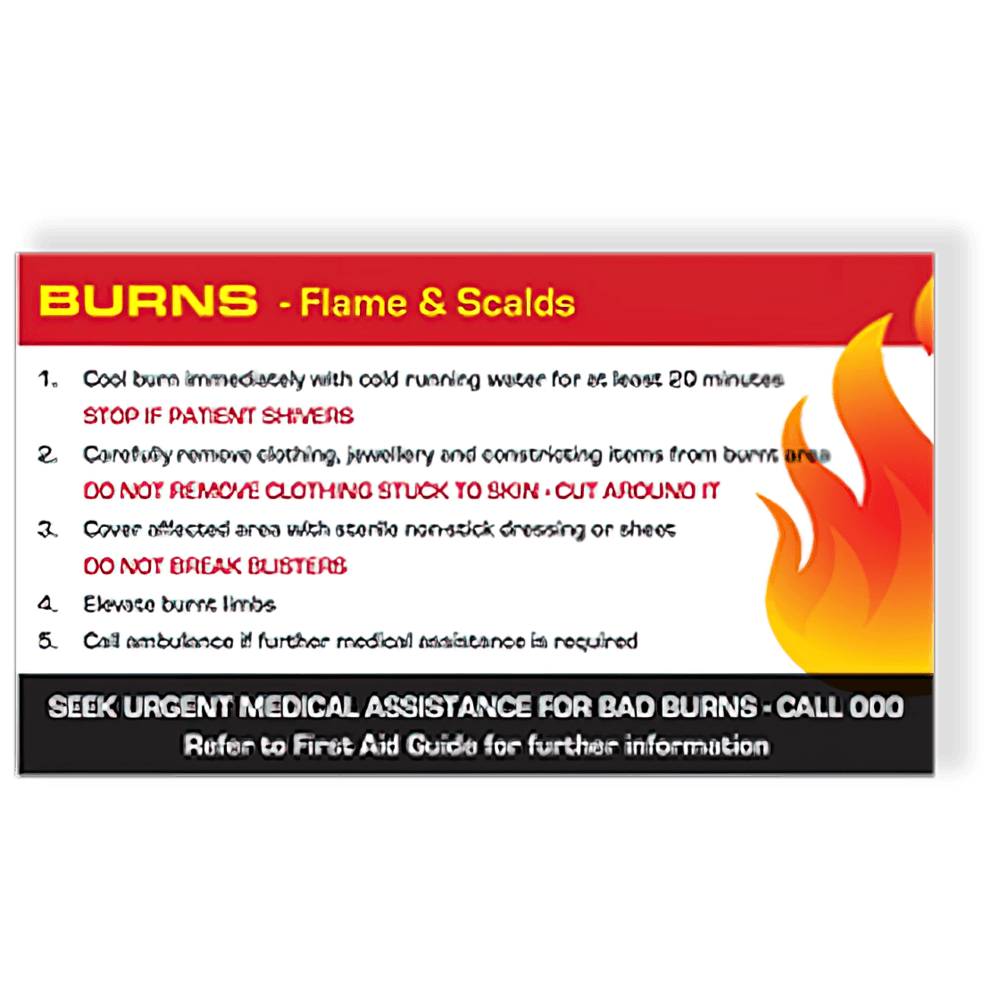 Aero Healthcare AEROGUIDE Burns First Aid Card