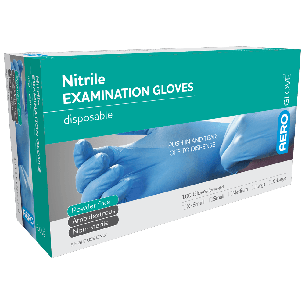 Aero Healthcare AEROGLOVE Medium Nitrile Powder-Free Gloves Box/100_0