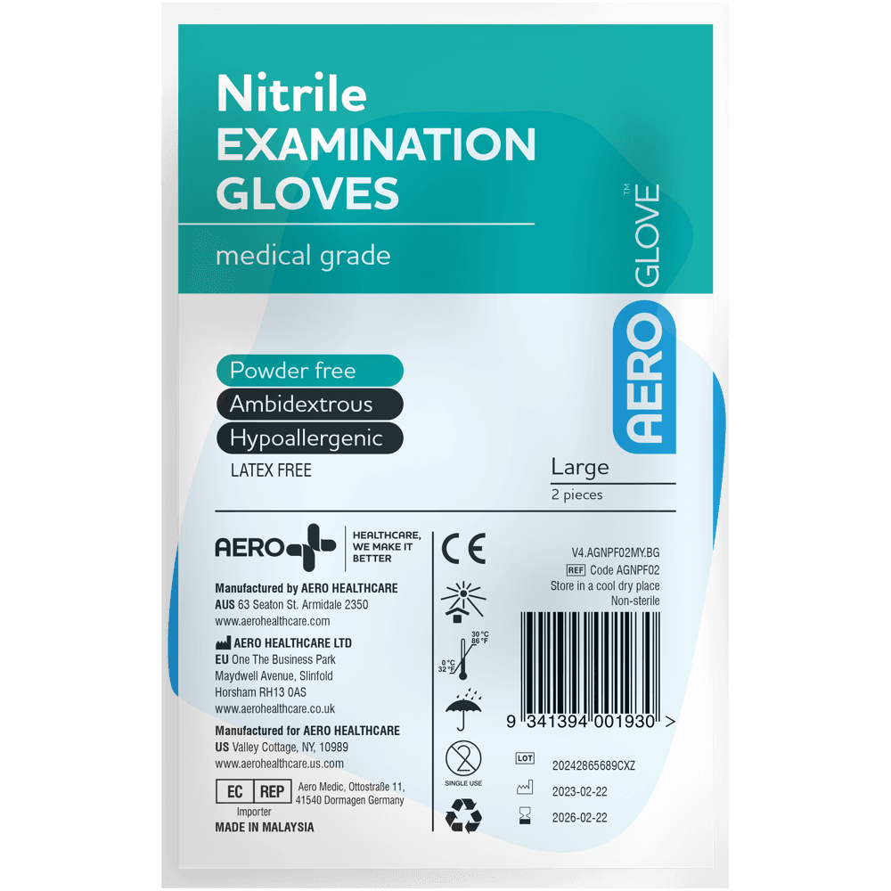 Aero Healthcare AEROGLOVE Large Nitrile Powder-Free Gloves Pair/2