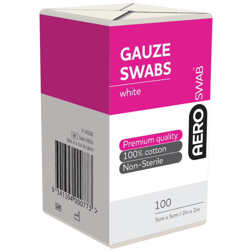 Aero Healthcare AEROSWAB Non-Sterile White Gauze Swab 5 x 5cm Pack/100 (8PLY)_0
