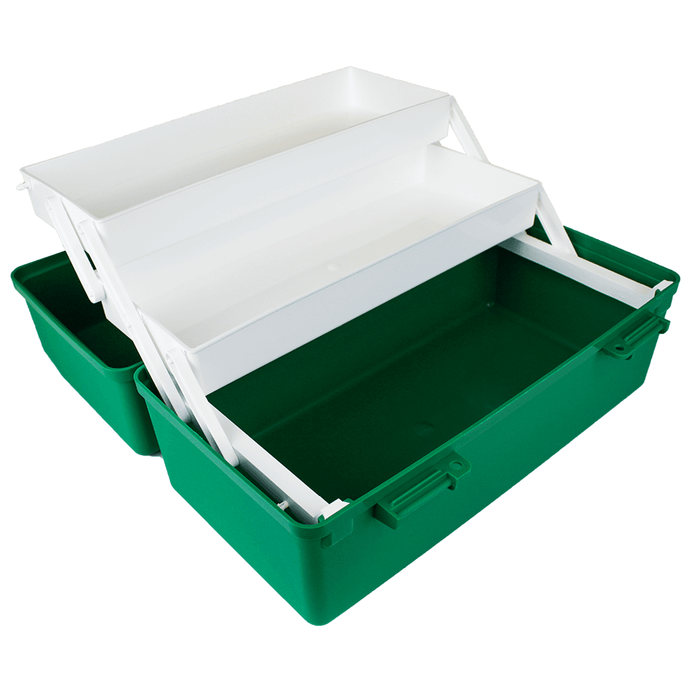 Aero Healthcare AEROCASE Green Plastic Tacklebox with 2 Trays 20 x 40 x 23cm