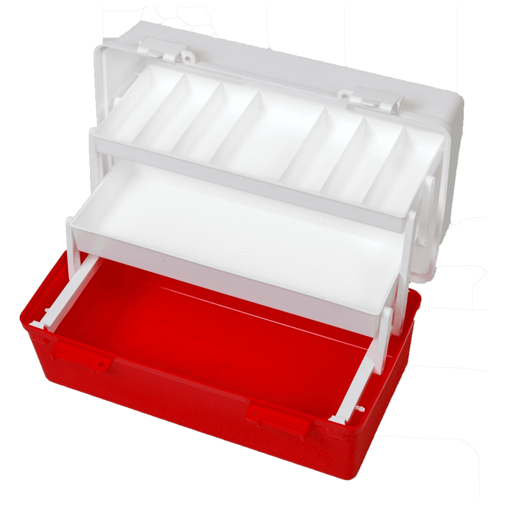 Aero Healthcare AEROCASE Red and White Plastic Tacklebox with 2 Trays 20 x 40 x 23cm