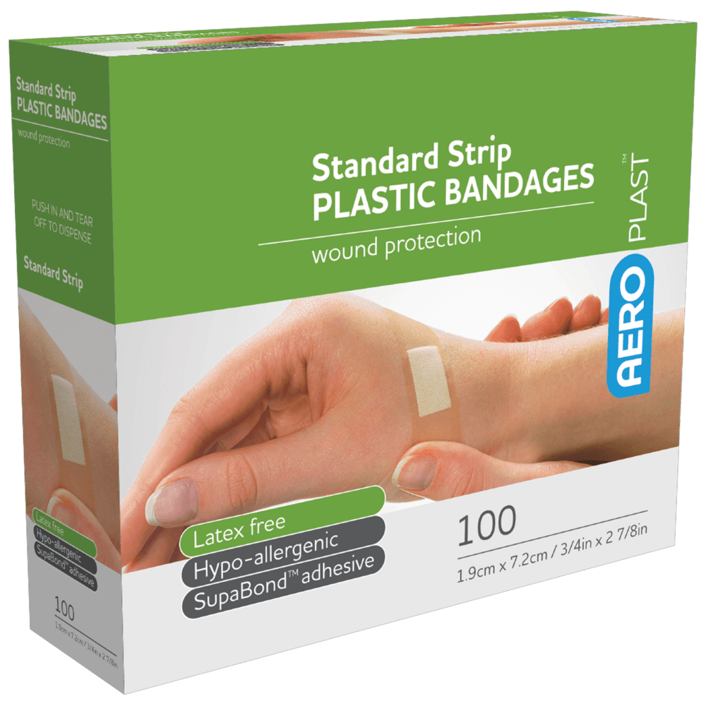 Aero Healthcare AEROPLAST Plastic Standard Strip 7.2 x 1.9cm Box/100_0