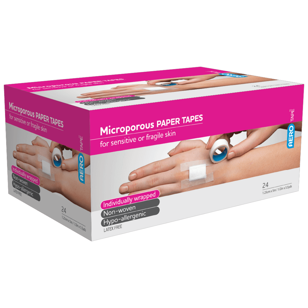 Aero Healthcare AEROTAPE White Microporous Paper Tape 1.25cm x 5M Box/24