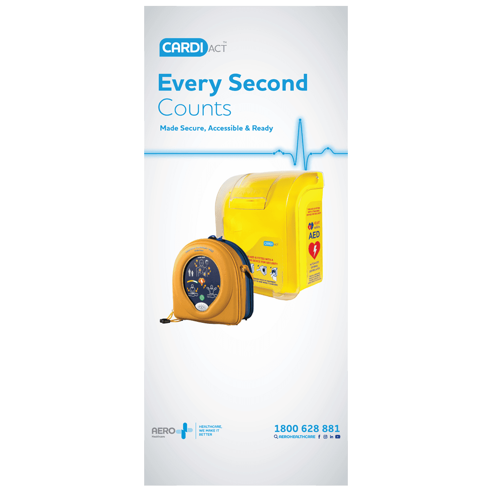 Aero Healthcare Pullup Banner - 500P w/ Yellow Cabinet