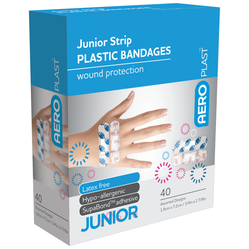 Aero Healthcare AEROPLAST Plastic Junior Strip 7.2 x 1.9cm Box/40