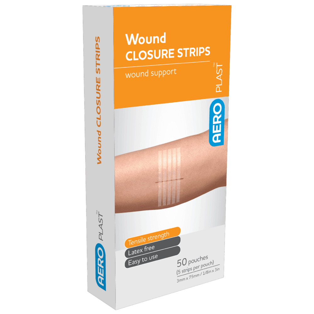 Aero Healthcare AEROPLAST Wound Closure Strips 3 x 75mm 5 strips/card (50 Cards Of 5) Box/250