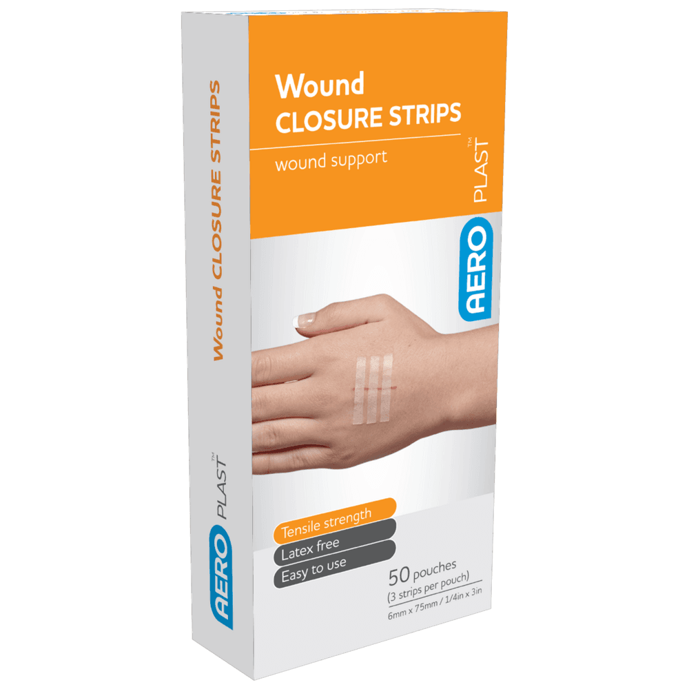 Aero Healthcare AEROPLAST Wound Closure Strips 6 x 75mm 3 strips/card Box/50 Cards