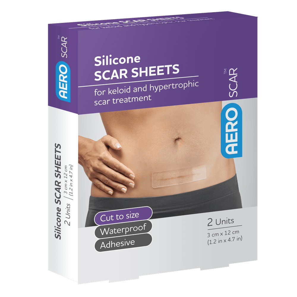 Aero Healthcare AeroScar Silicone Scar Sheets 3 cm x 12 cm Box / 2