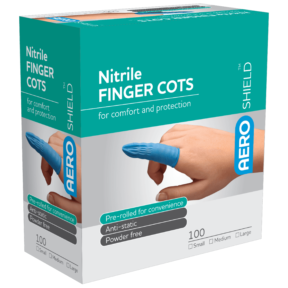 Aero Healthcare AEROSHIELD Medium Nitrile Finger Cots Box/100_0