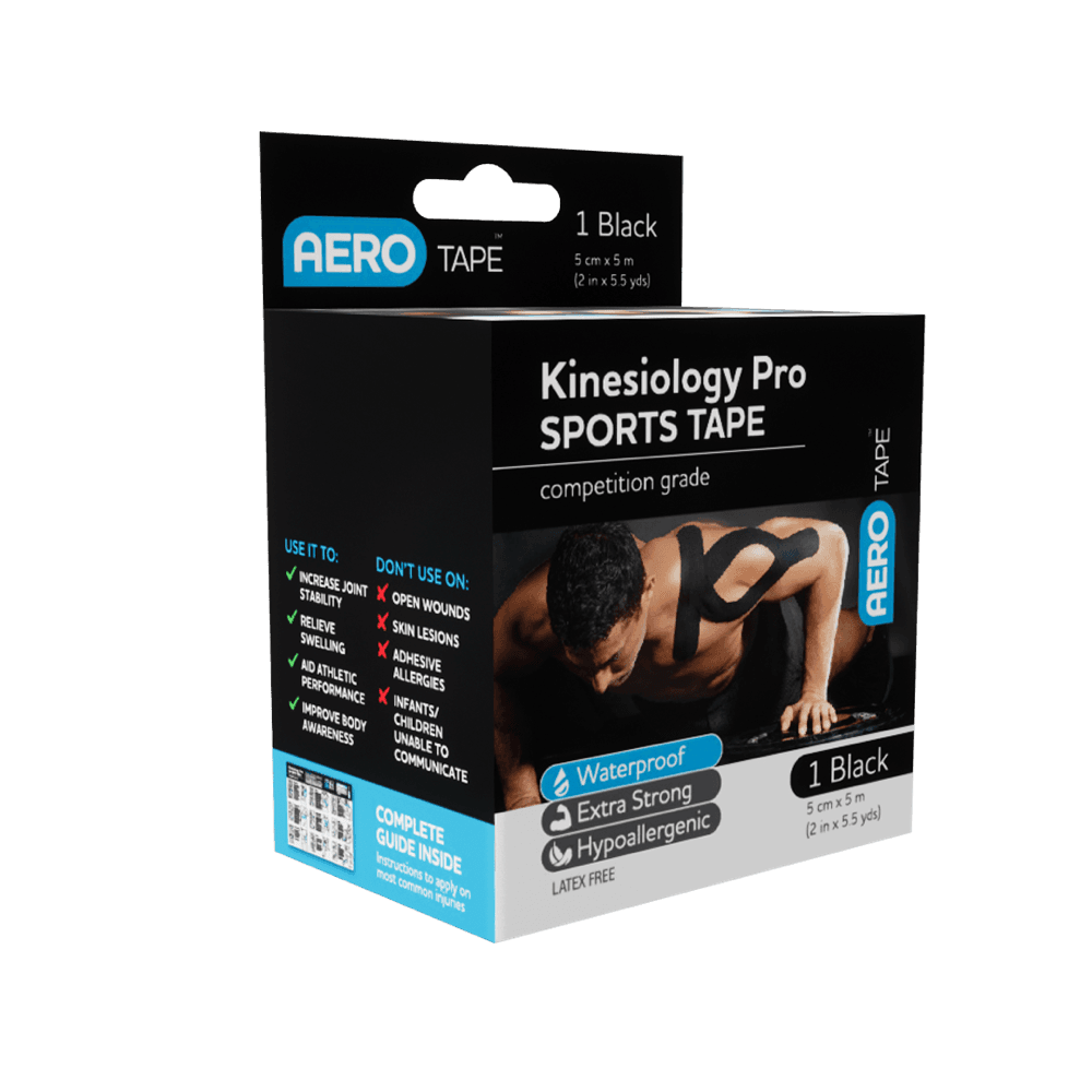 Aero Healthcare AEROTAPE Black Kinesiology Pro Sports Tape 5cm x 5m_0