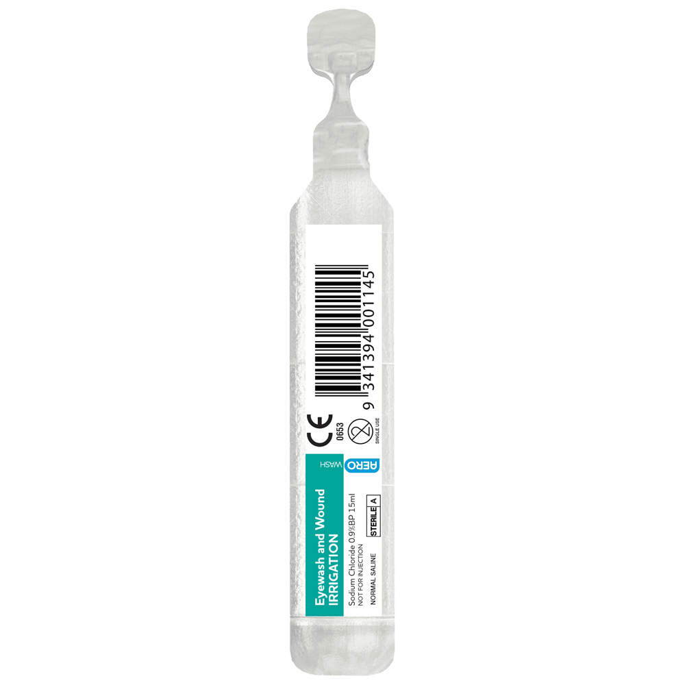 Aero Healthcare AEROWASH Sodium Chloride Eyewash Ampoule 15ml Carton / 500