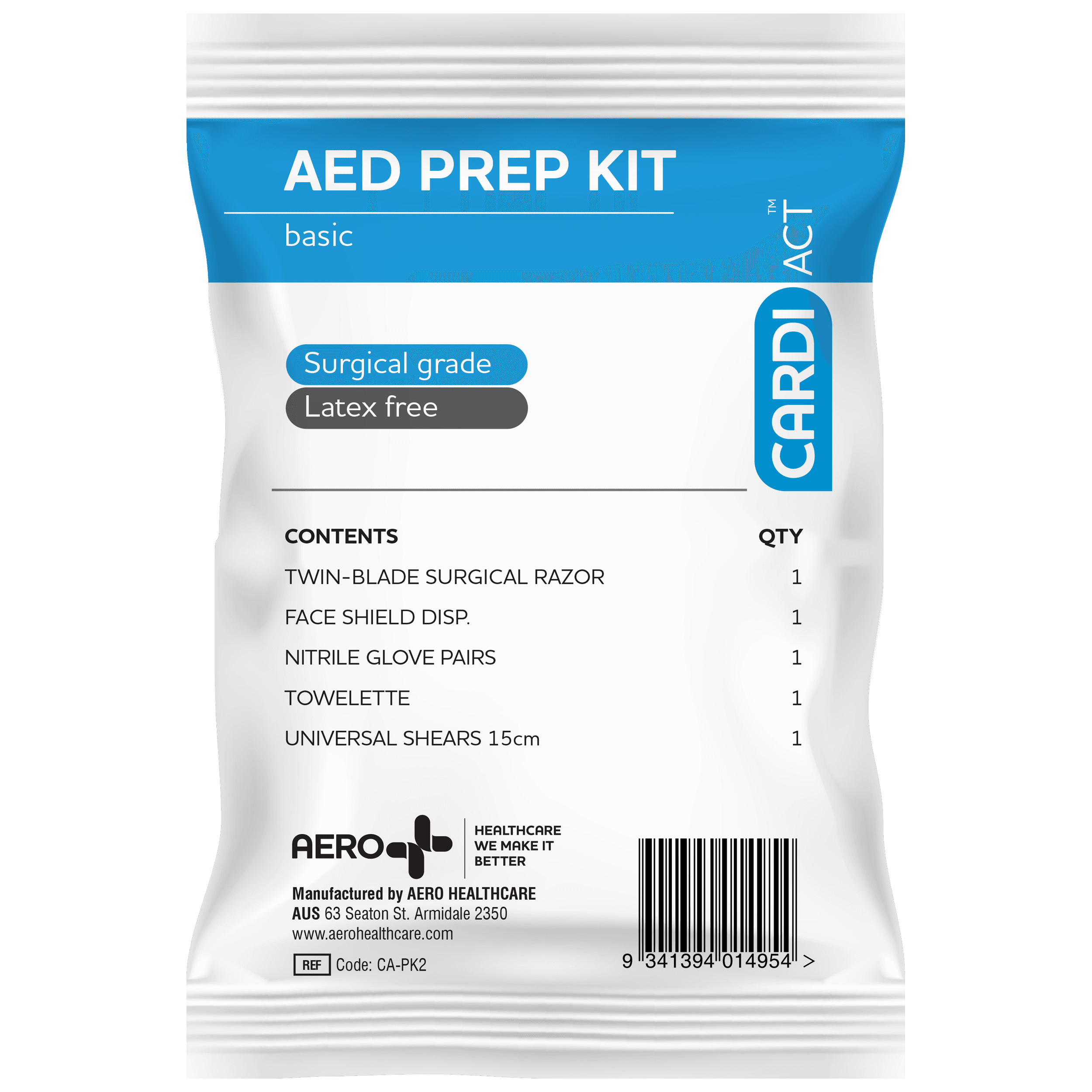 Aero Healthcare CARDIACT AED Basic Prep Kit 12.5 x 20.5cm