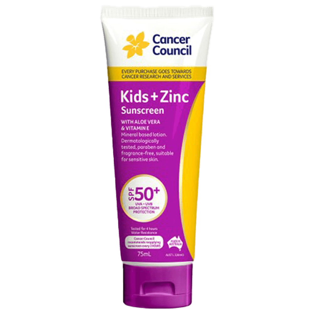 Aero Healthcare CANCER COUNCIL SPF50+ Kids+Zinc Sunscreen Tube 75mL