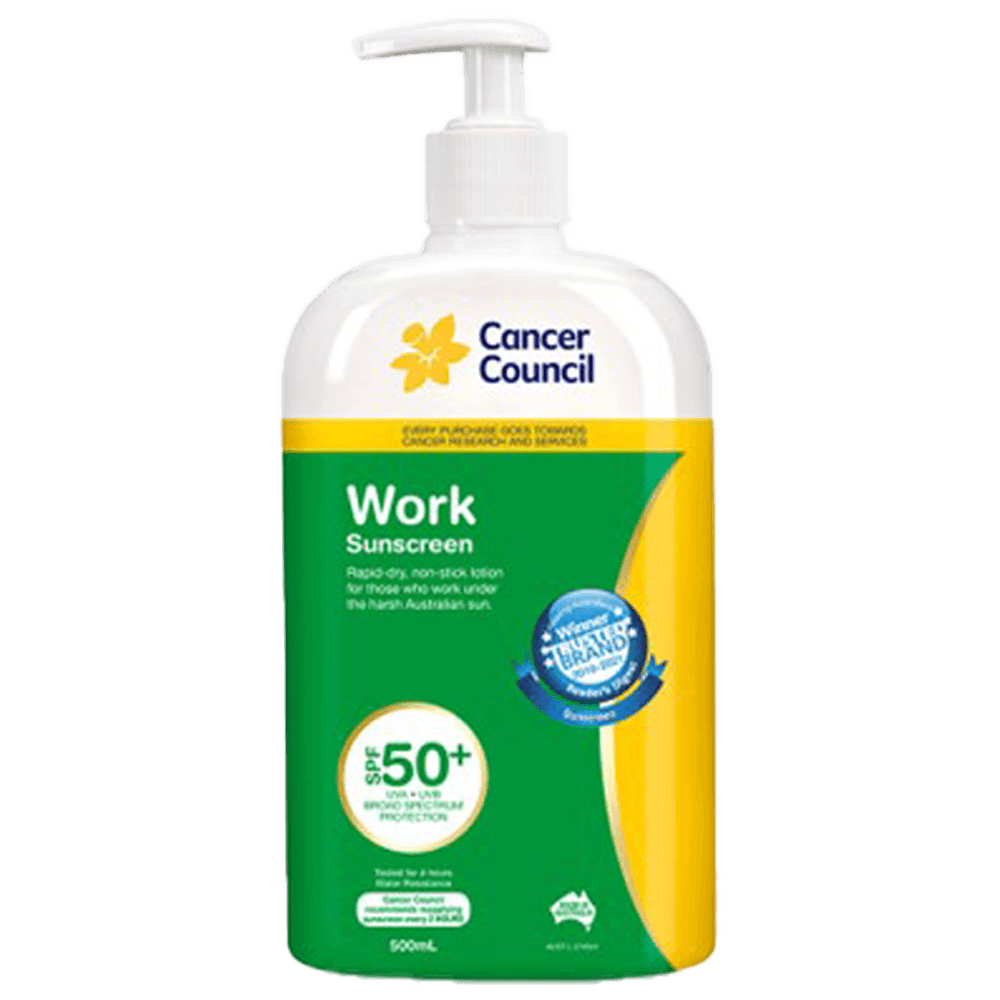 Aero Healthcare CANCER COUNCIL SPF50+ Work Sunscreen Pump 500mL