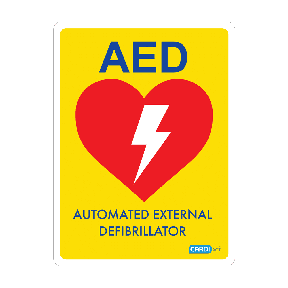 Aero Healthcare CARDIACT Yellow Poly AED Sign 22.5 x 30cm