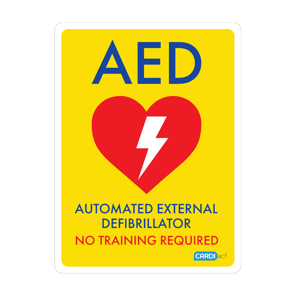 Aero Healthcare CARDIACT Yellow Poly AED Sign - No Training Required 22.5 x 30cm