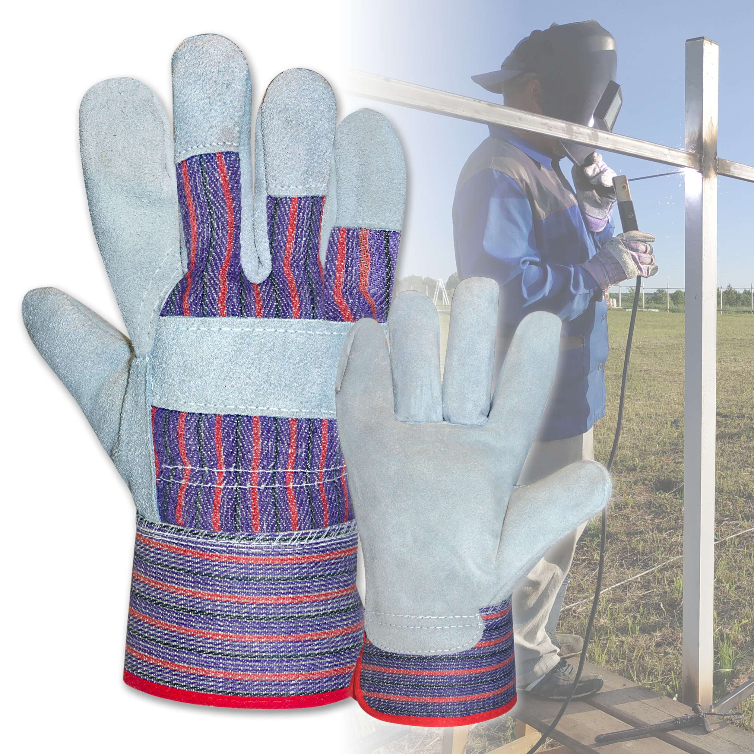 Bastion Candy Stripe Leather Gloves, X Large - Size 11 - Size L/11 (Pack of 12 Pairs)