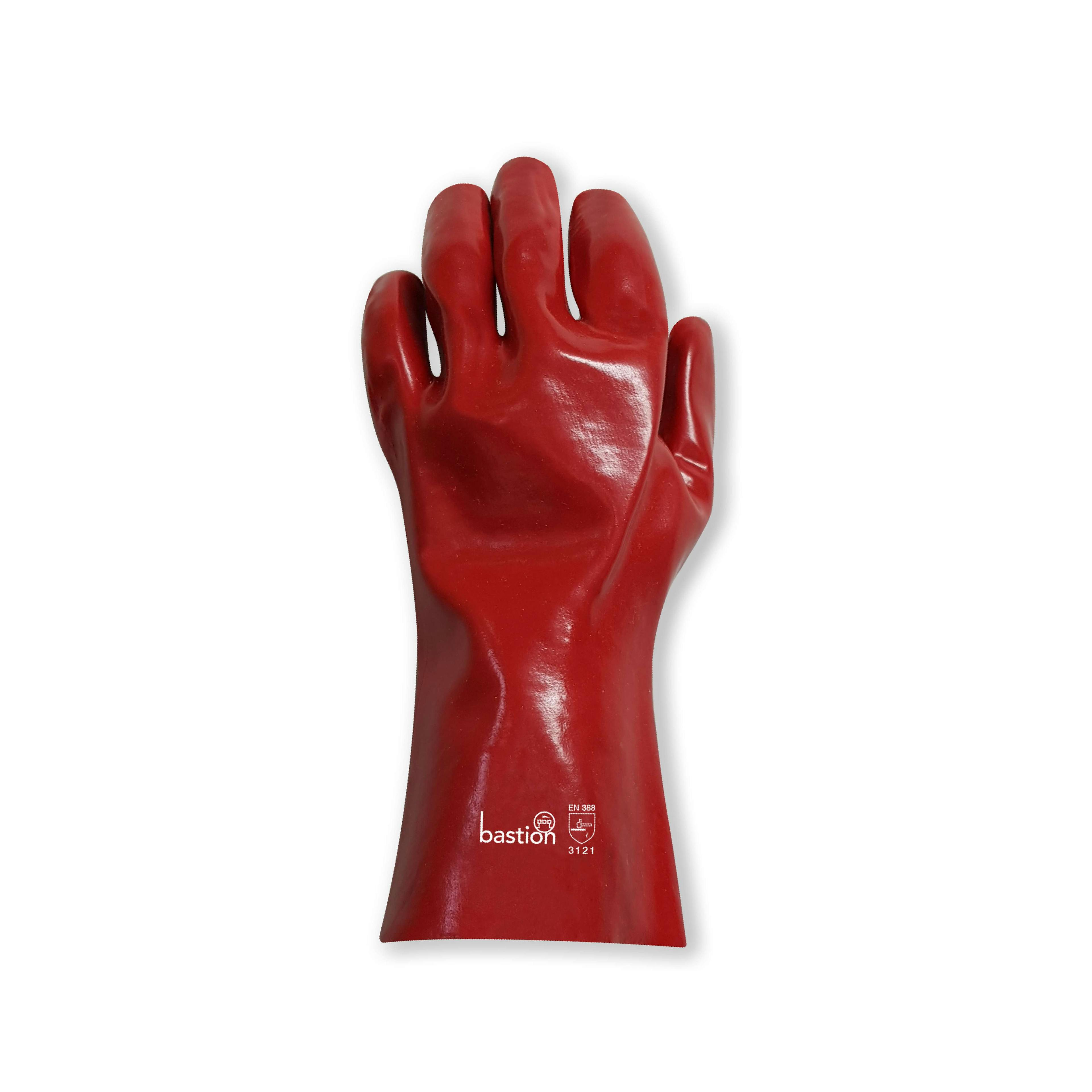 Bastion PVC Gloves, 27cm, Red, Single Dipped, Cotton Lined, X Large - Size 10