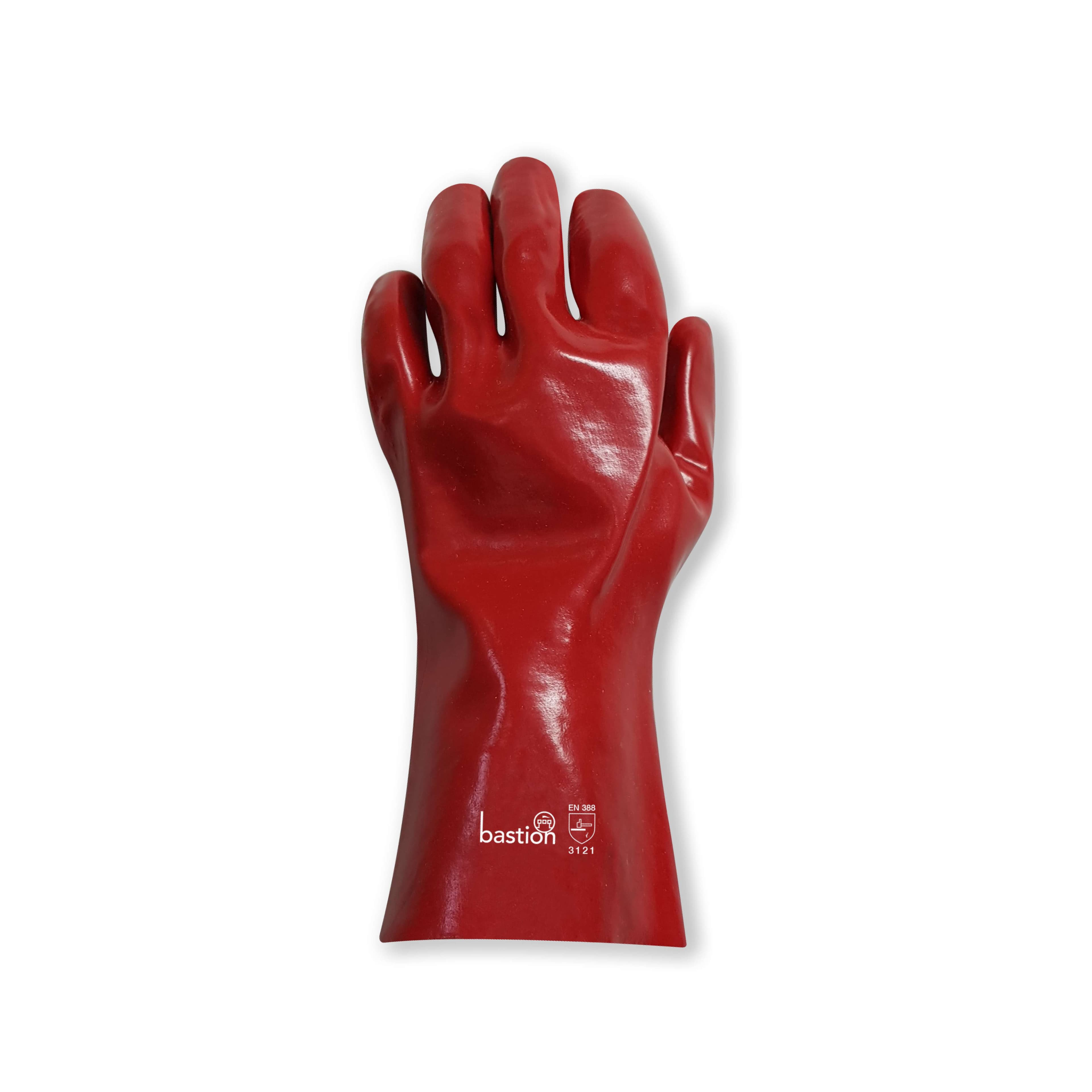 Bastion PVC Gloves, 27cm, Red, Single Dipped, Cotton Lined, X Large - Size 10_0