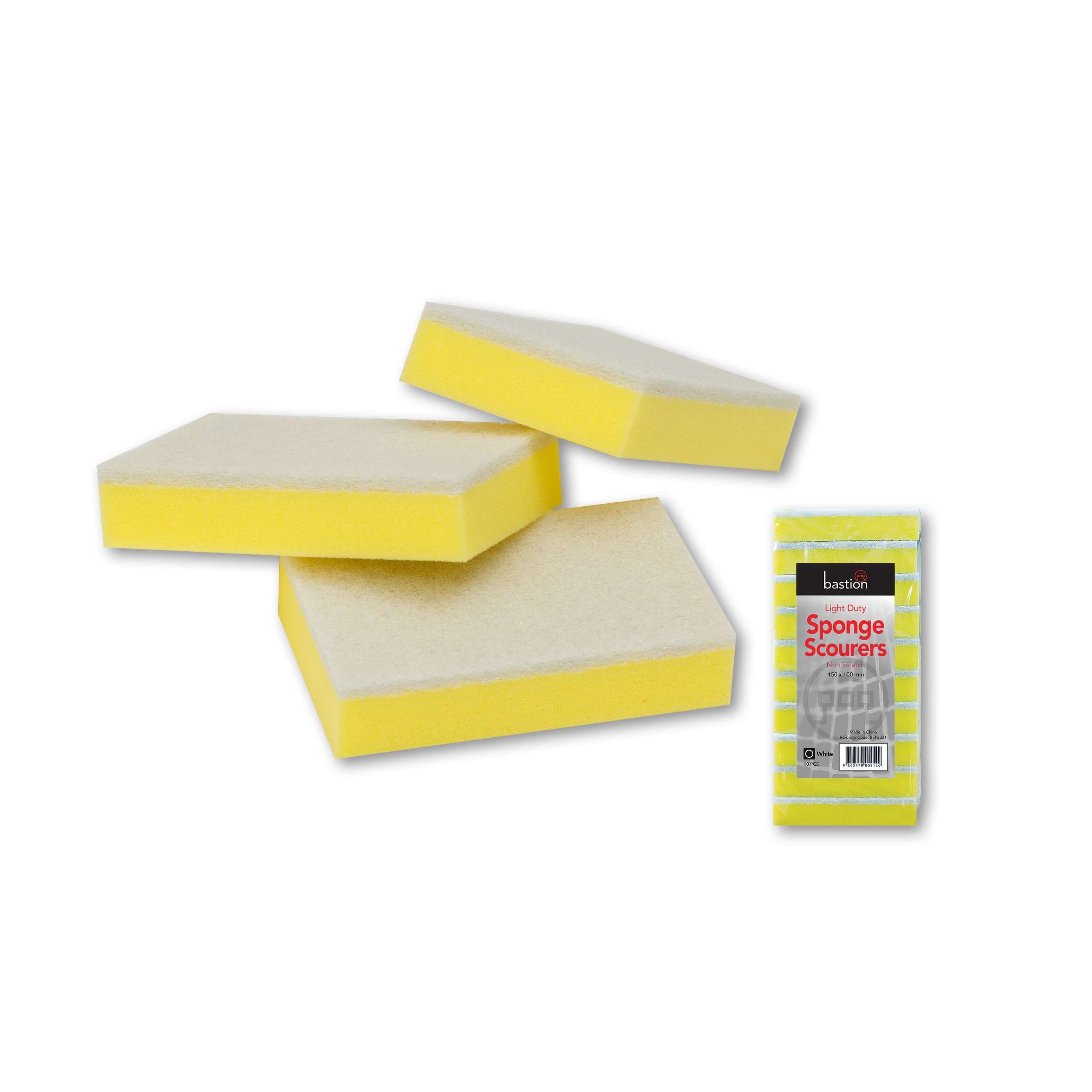 Bastion Light Duty Scour Pads, Non-Scratch, White - 150mm x 230mm