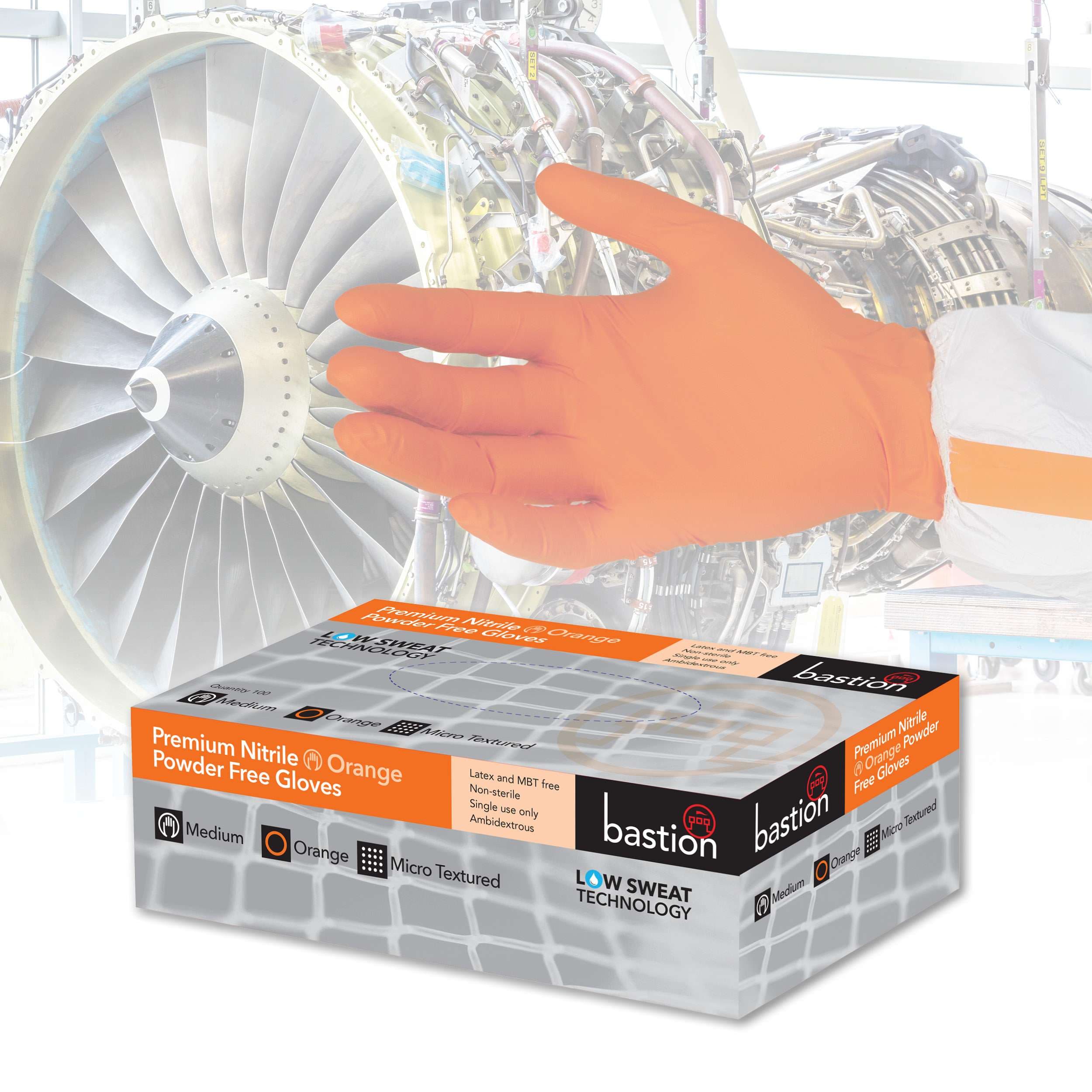 Bastion Premium Nitrile  Gloves  -  Powder  Free  -  Micro  Textured