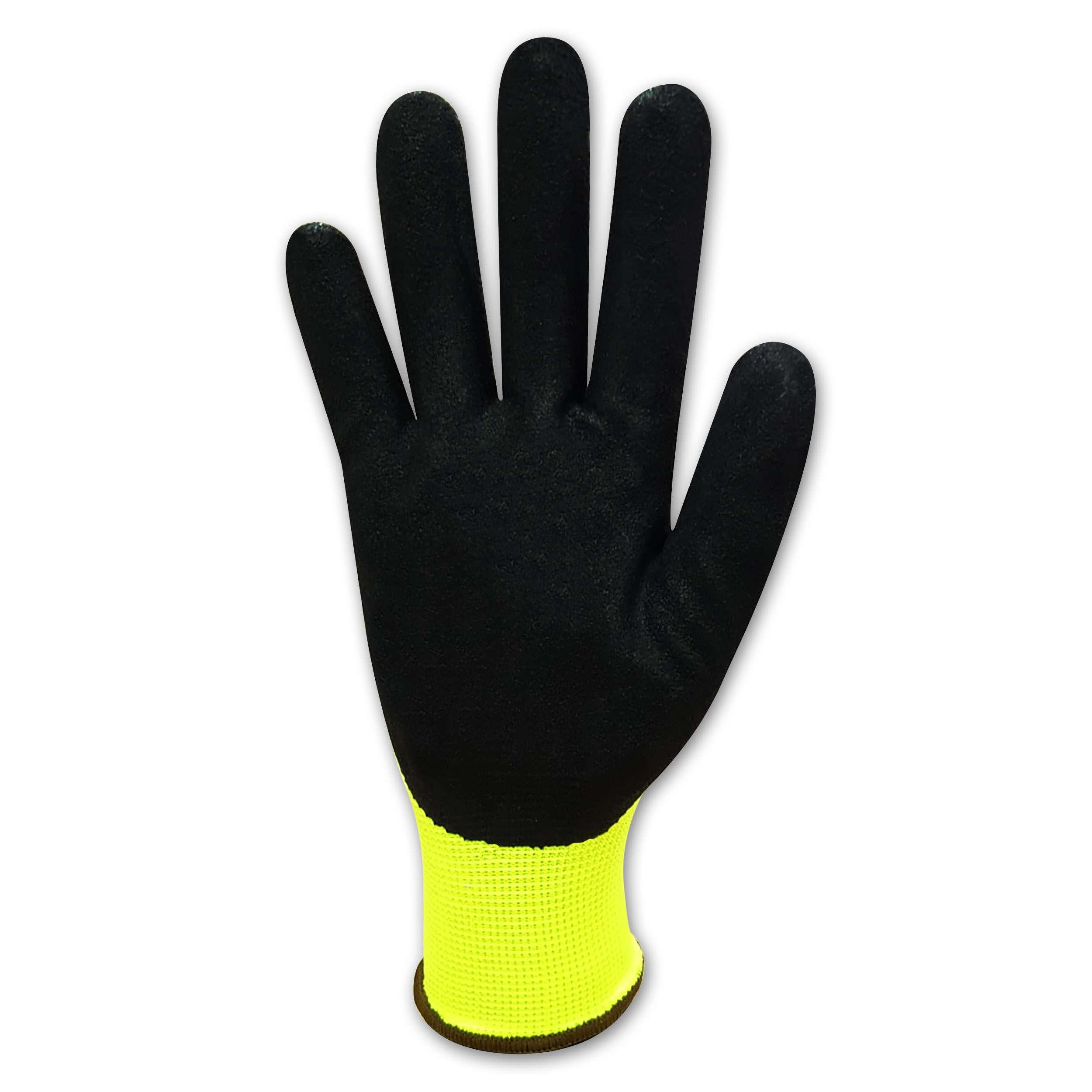 Bastion Monaco™  High Viz  Yellow  Polyester  Gloves - Black Sandy Foam Nitrile Coating_0