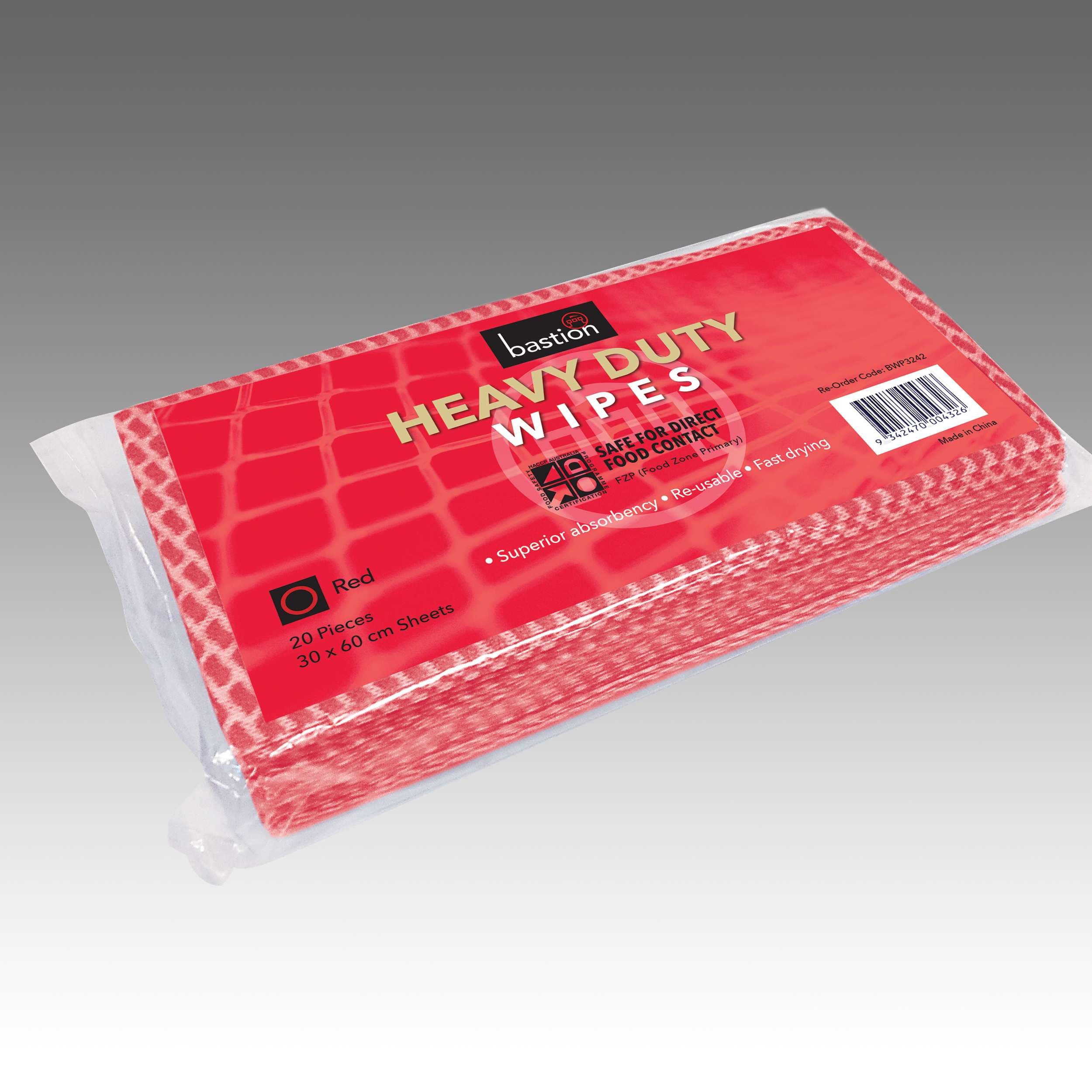 Bastion Heavy Duty Wipes Pack, 20 Sheets, 30x60cm