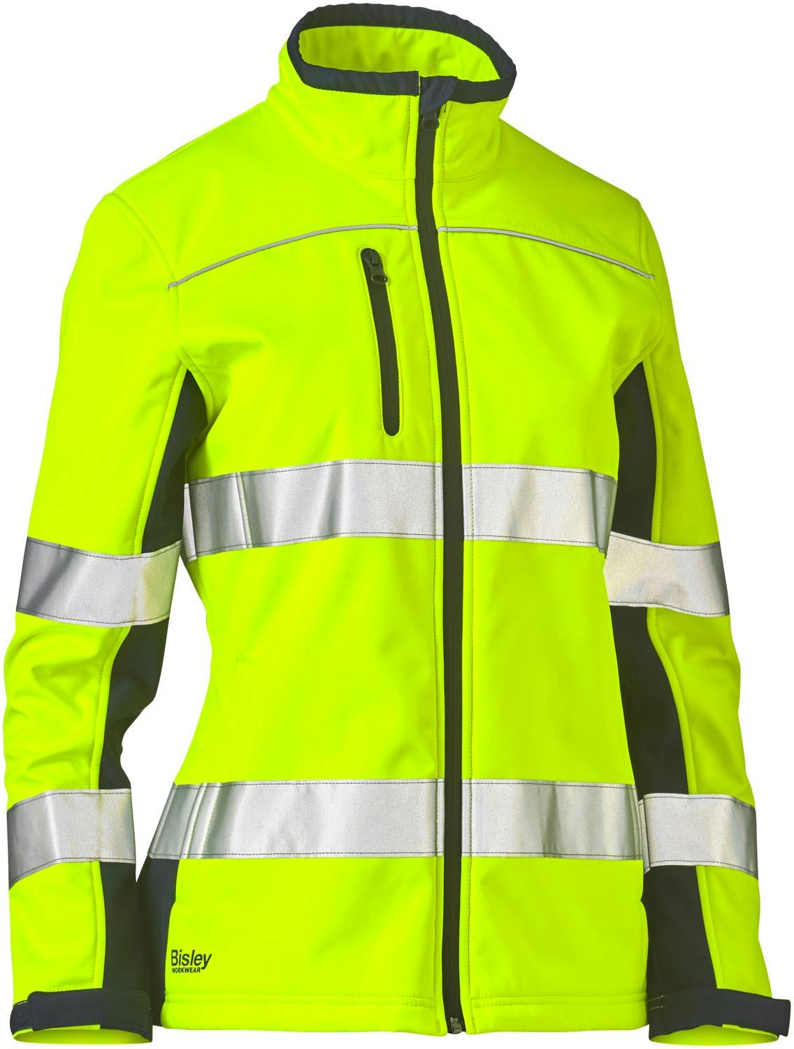 Bisley Women's Taped Two Tone Hi Vis Soft Shell Jacket_3