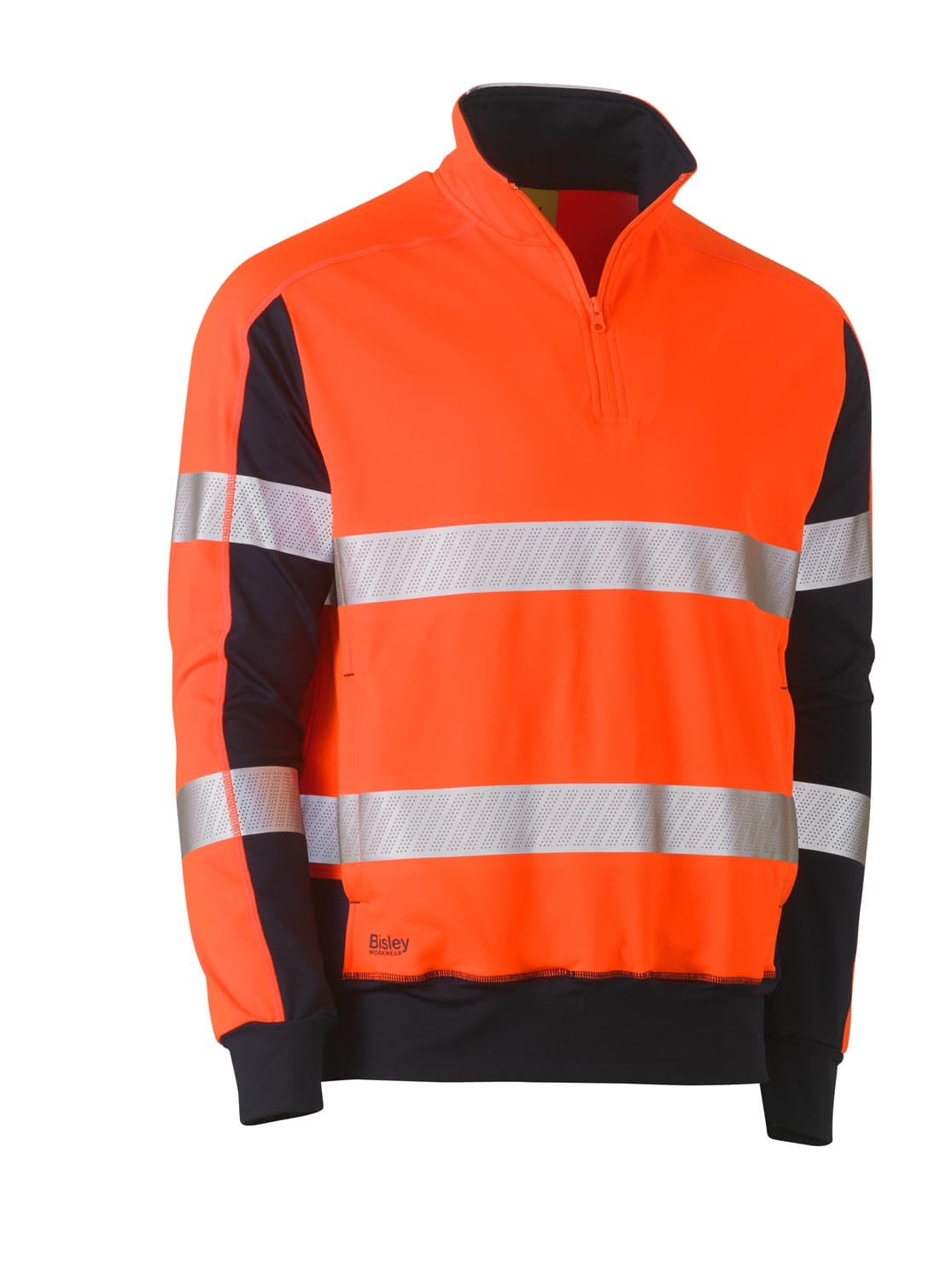 Bisley Taped Two Tone Hi Vis Contrast Stretchy 1/4 Zip Pullover_3
