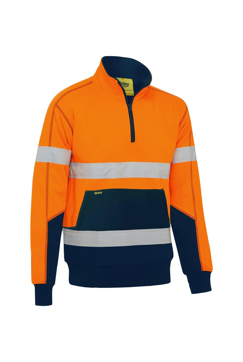 Bisley Taped Hi Vis 1/4 Zip Fleece Pullover with Sherpa Lining_2