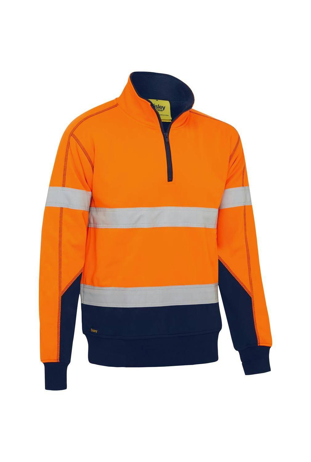 Bisley Taped Hi Vis 1/4 Zip Fleece Pullover with Sherpa Lining_9