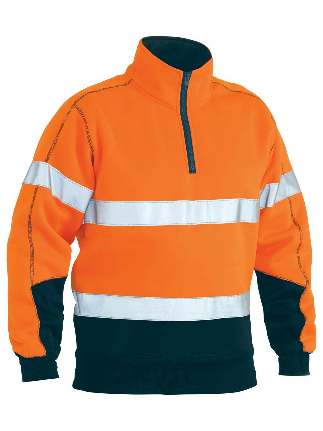 Bisley Taped Hi Vis 1/4 Zip Fleece Pullover_3