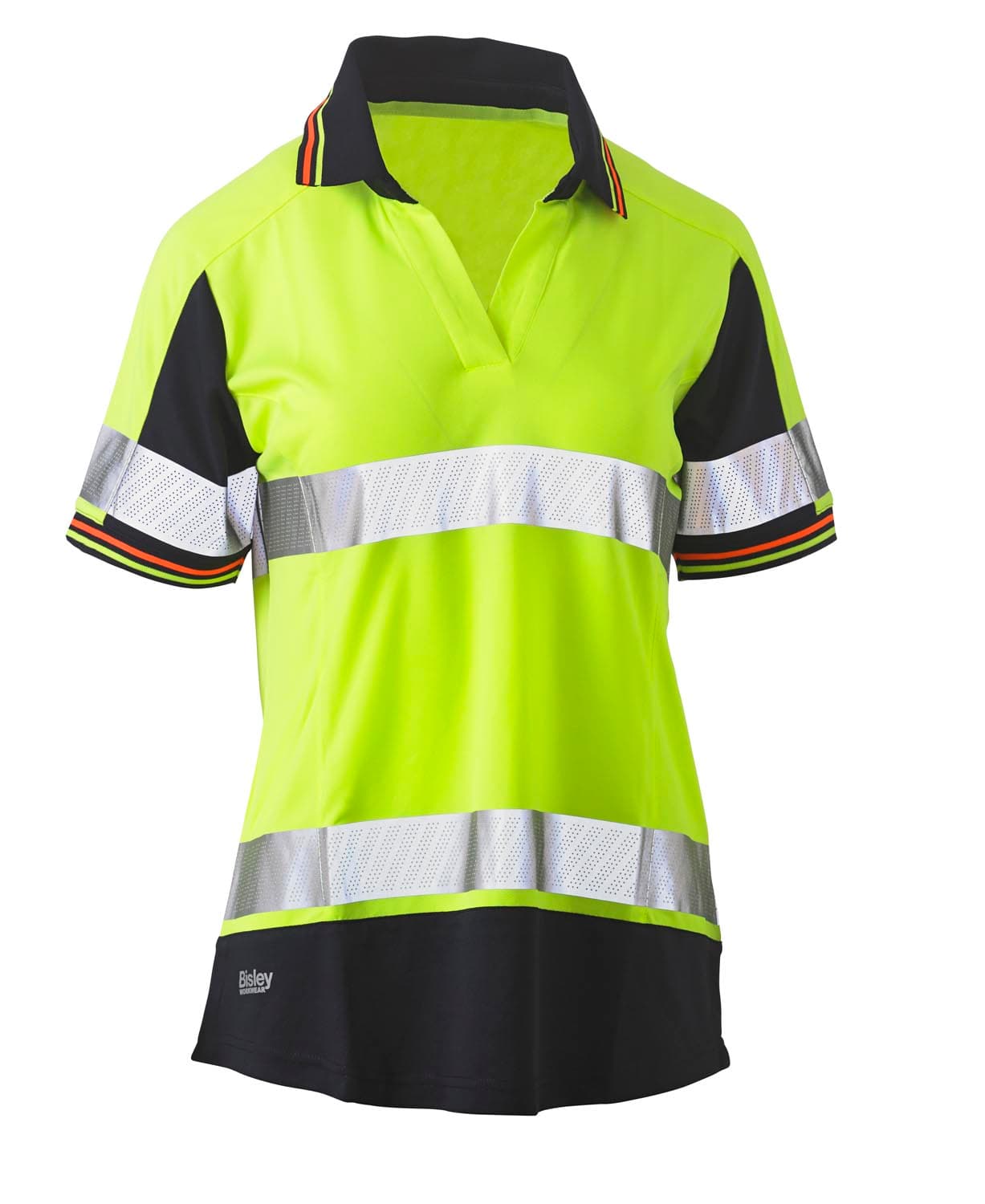 Bisley Women's Taped Two Tone Hi Vis V-Neck Polo_0