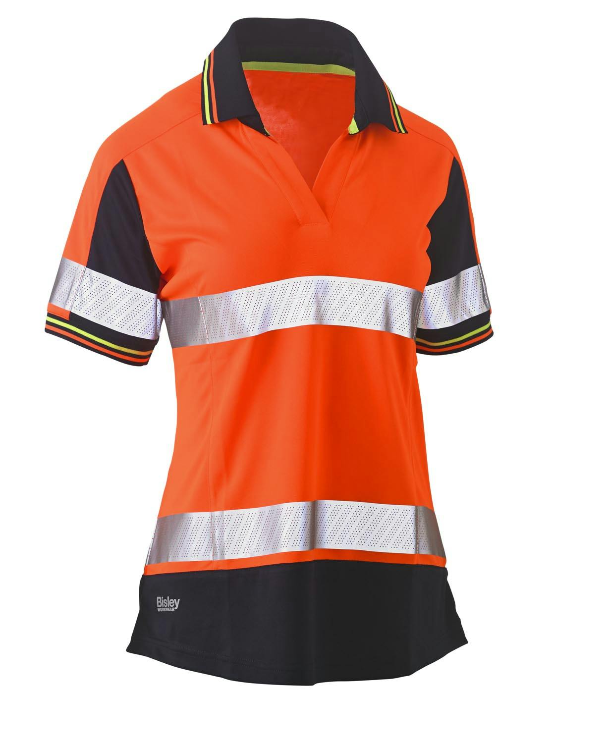 Bisley Women's Taped Two Tone Hi Vis V-Neck Polo_5