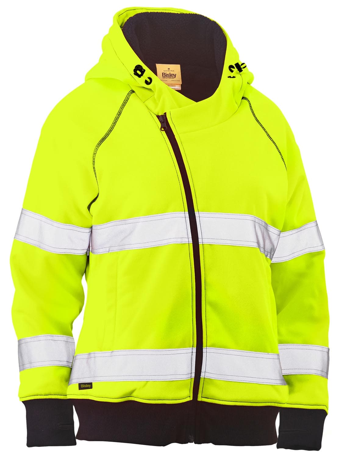 Bisley Women's Taped Hi Vis Fleece Zip Front Hoodie with Sherpa Lining_4