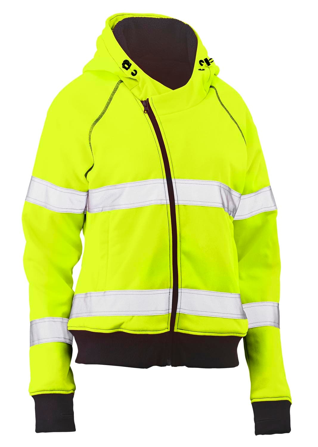 Bisley Women's Taped Hi Vis Fleece Zip Front Hoodie with Sherpa Lining_5