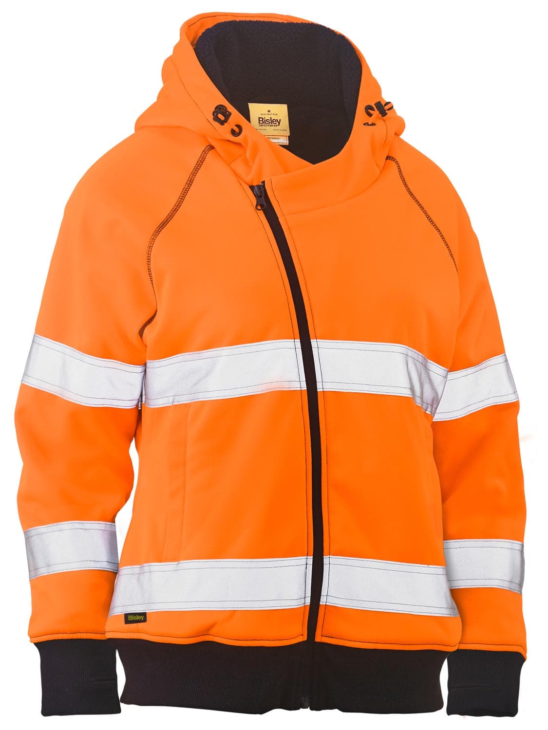 Bisley Women's Taped Hi Vis Fleece Zip Front Hoodie with Sherpa Lining_10