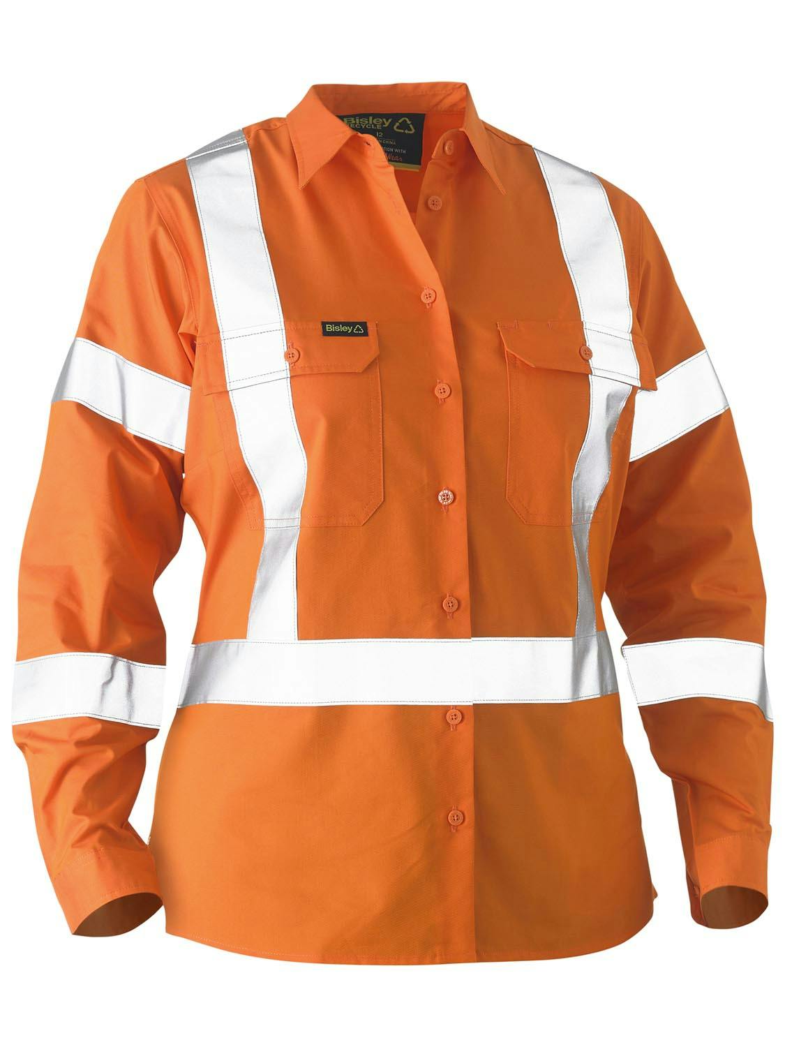 Bisley Bisley Recycle Women's X Taped Hi Vis Drill Shirt_1